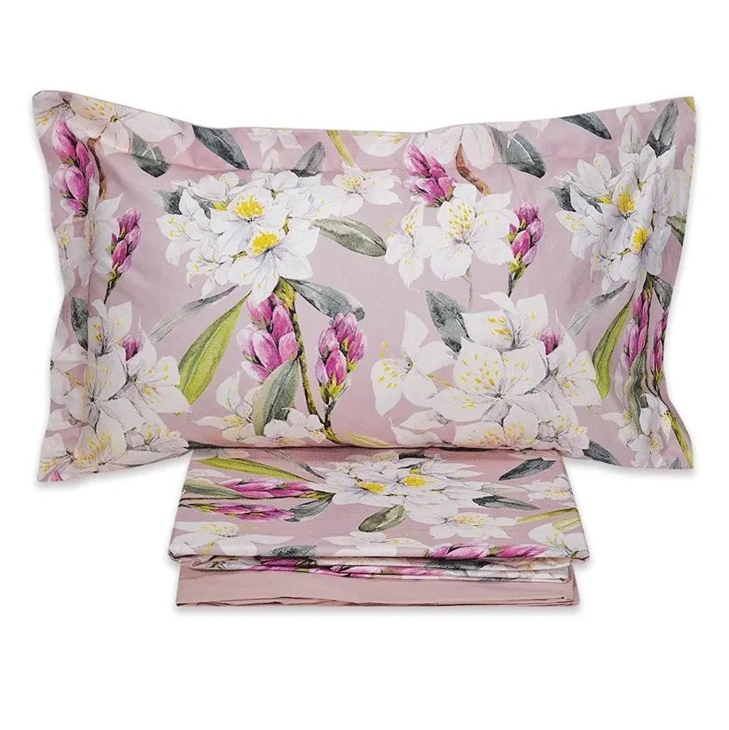 Completo lenzuola matrimoniale Himiko Maestri Cotonieri in puro cotone con lenzuolo sopra, sotto con angoli e federe 55x85. Made in Italy