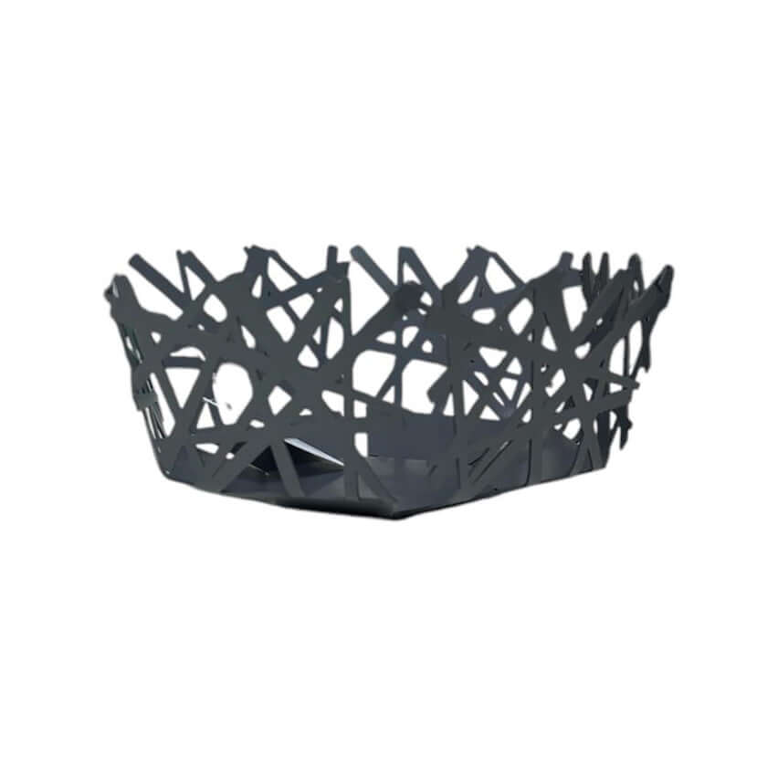 Cesto centrotavola Tokyo Ceart in metallo taglio laser, stile moderno, diametro 21 cm, design artigianale Made in Italy, perfetto anche come porta frutta.