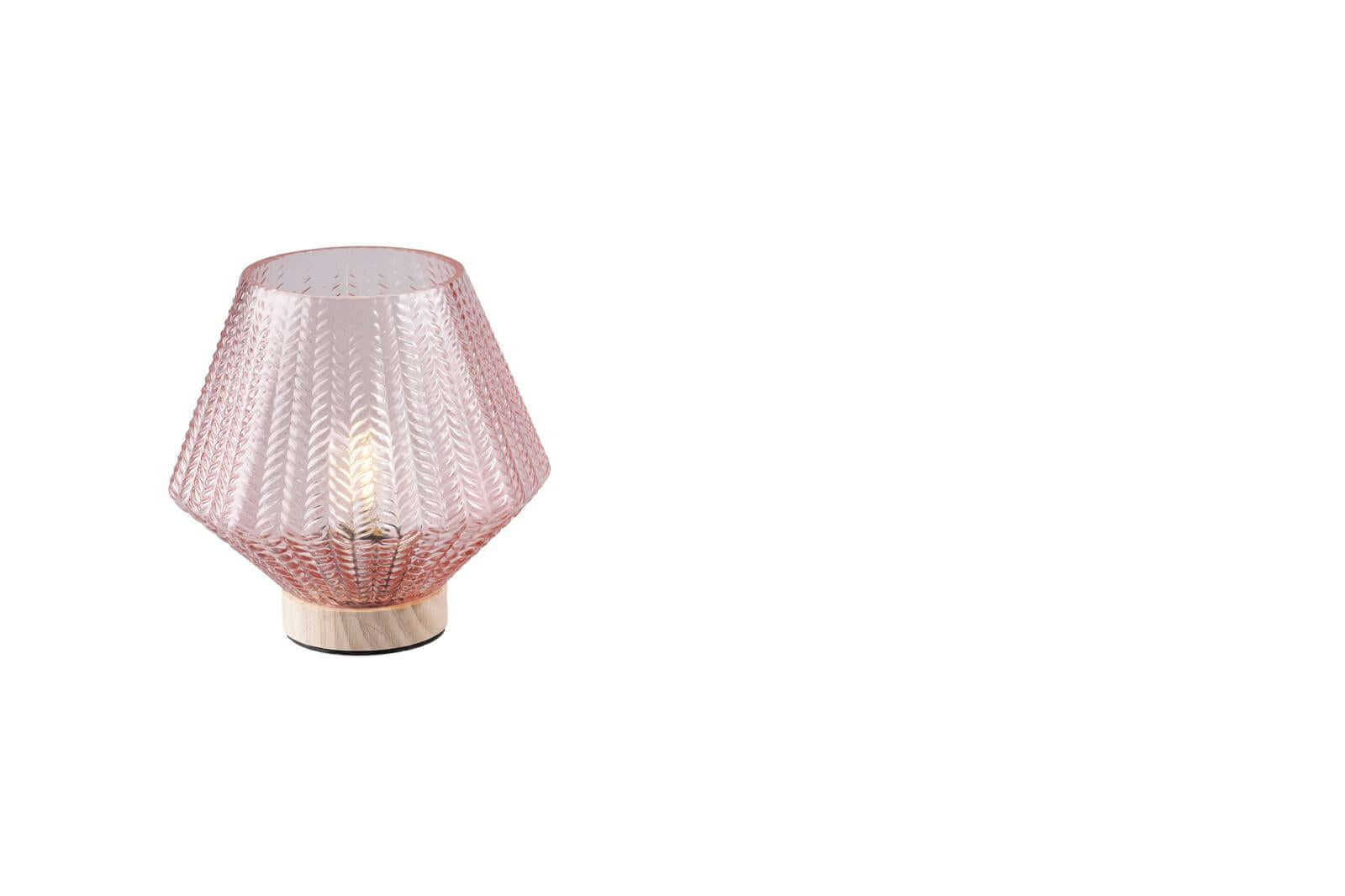 Lampada rosa Special Gifts in vetro e legno, bomboniera elegante 12,5x18 cm con scatola regalo. Perfetta per matrimonio, anniversario, eventi speciali.