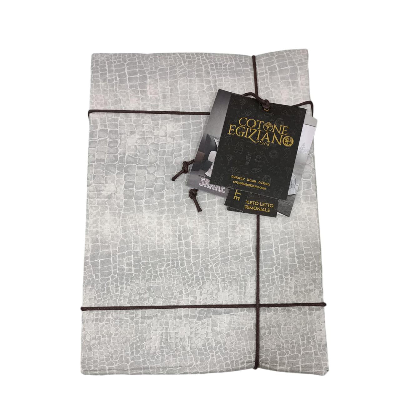 Completo lenzuola singolo Snake in percalle di cotone 100% con balza a giorno da 40 cm e federa maxi 52x82