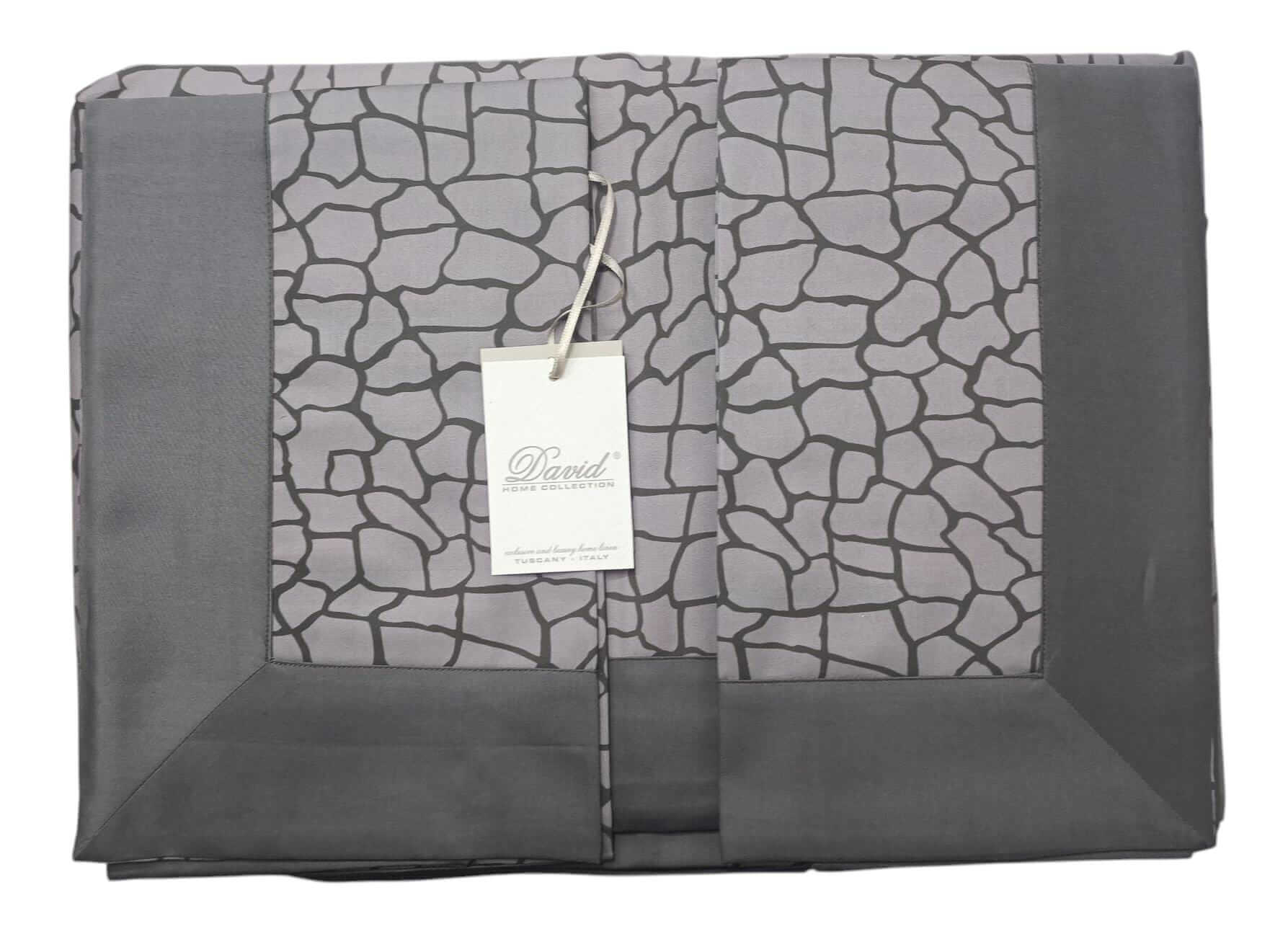 Coppia lenzuola David Savana in raso di cotone con due federe, misura matrimoniale 260x290 cm, design elegante Made in Italy