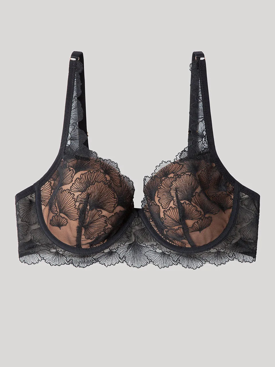 Reggiseno Gisela 2/10105TC 3C gran capienza, ferretto, foam, pizzo floreale, scollo profondo, chiusura regolabile a quattro posizioni.