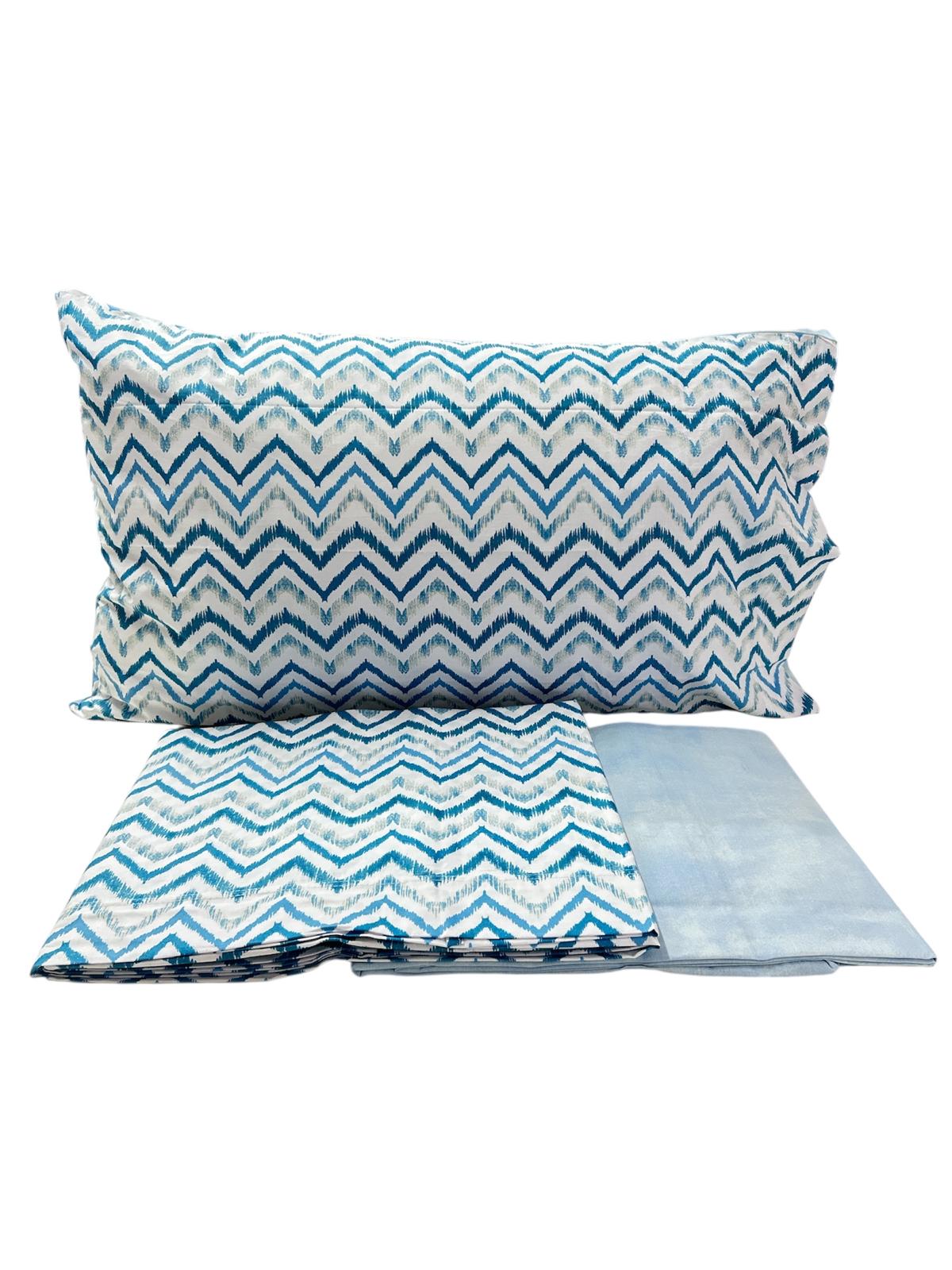 Completo Lenzuola Casa Giulia Chevron Matrimoniale Percalle di Cotone