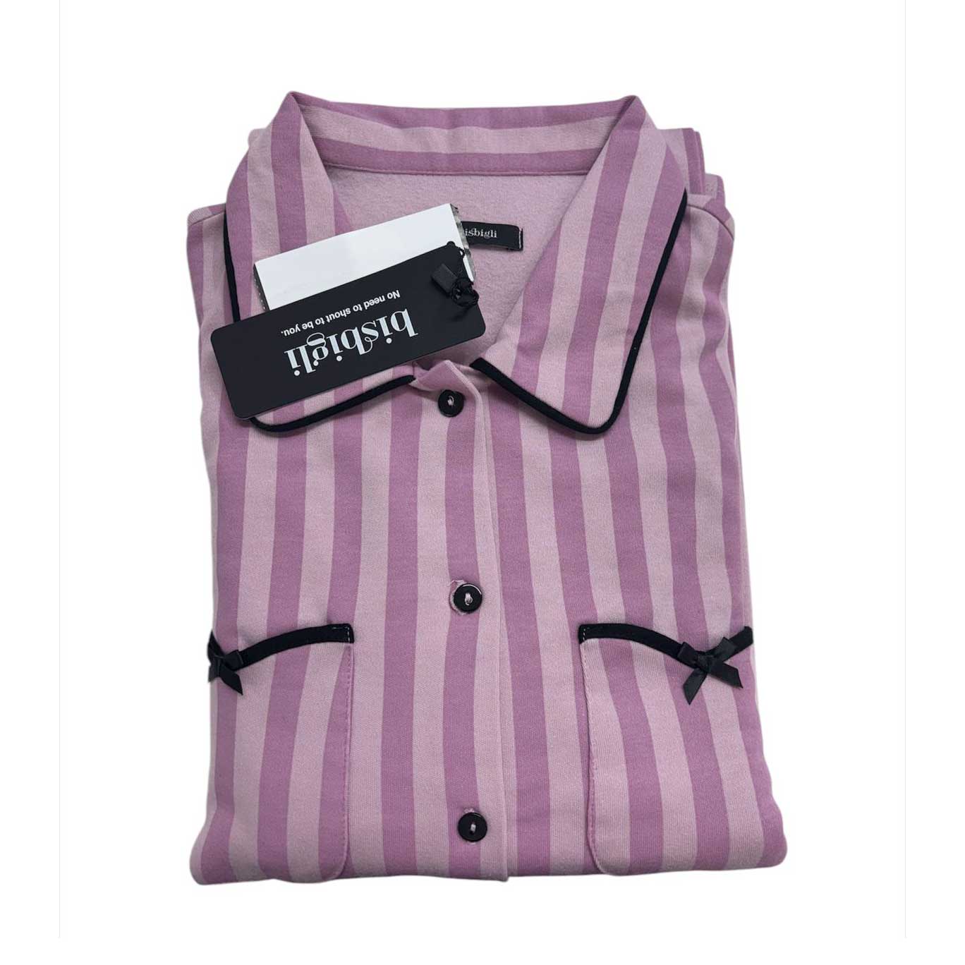 Pigiama Donna Autunno/Inverno Bisbigli BQ292144 – Interlock Stampato Aperto con Collo - The King Luxury