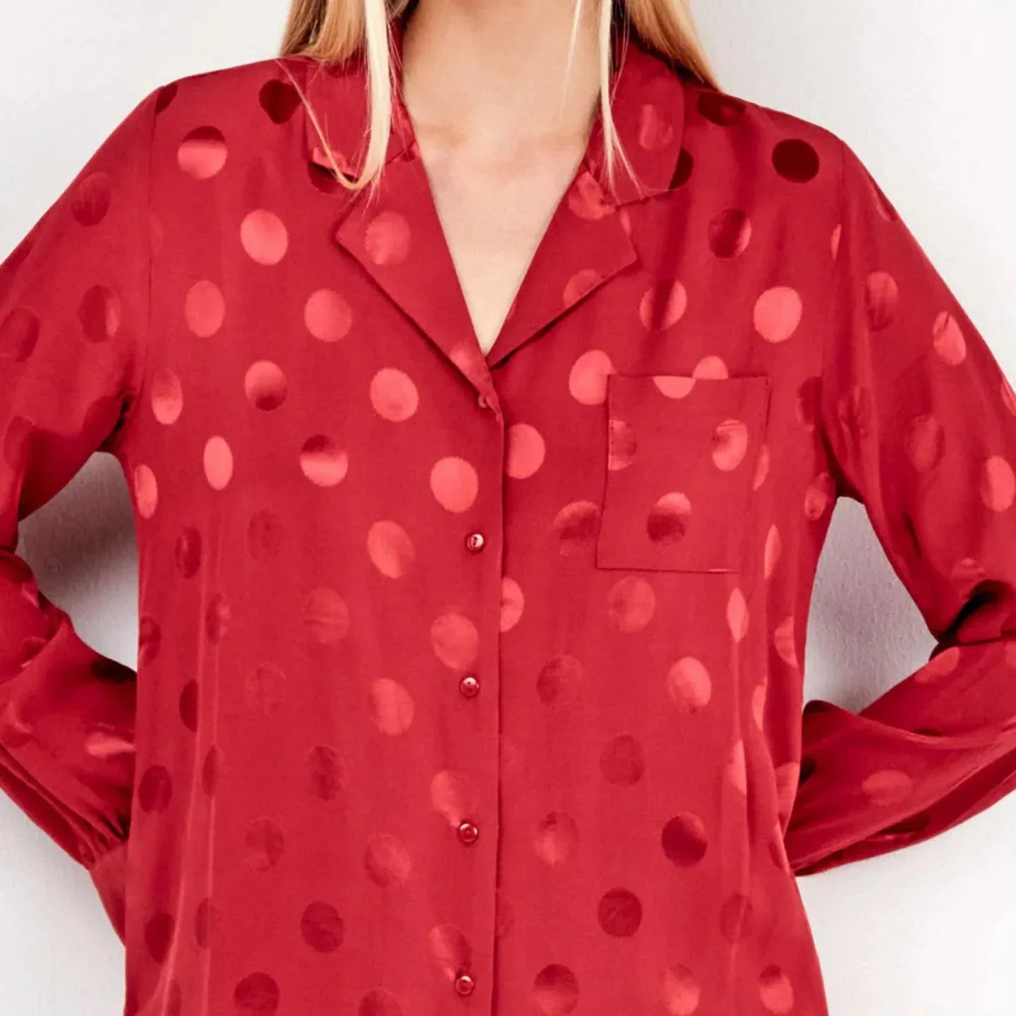 Pigiama Donna Autunno/Inverno Gisela 2/20325S – Camicia e Pantaloni a Pois in Viscosa - The King Luxury