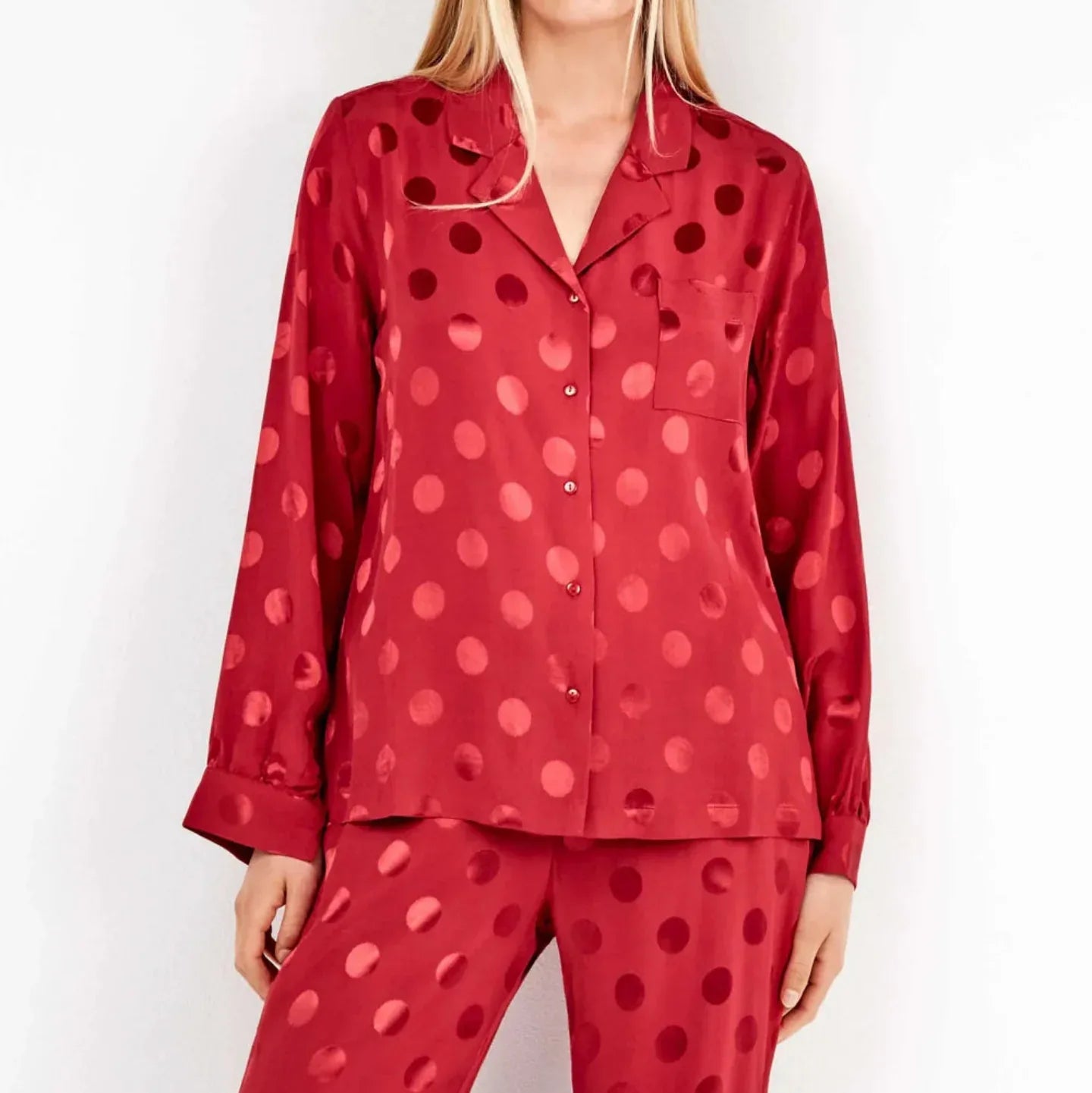 Pigiama Donna Autunno/Inverno Gisela 2/20325S – Camicia e Pantaloni a Pois in Viscosa - The King Luxury