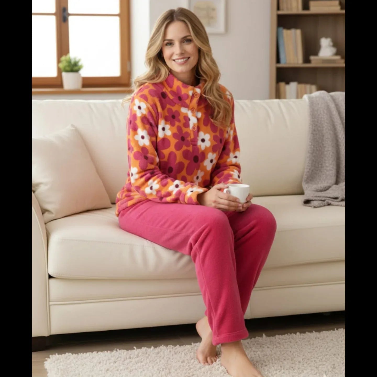 Pigiama Donna Autunno/Inverno Karel SK9213PLD in Pile Coral - The King Luxury