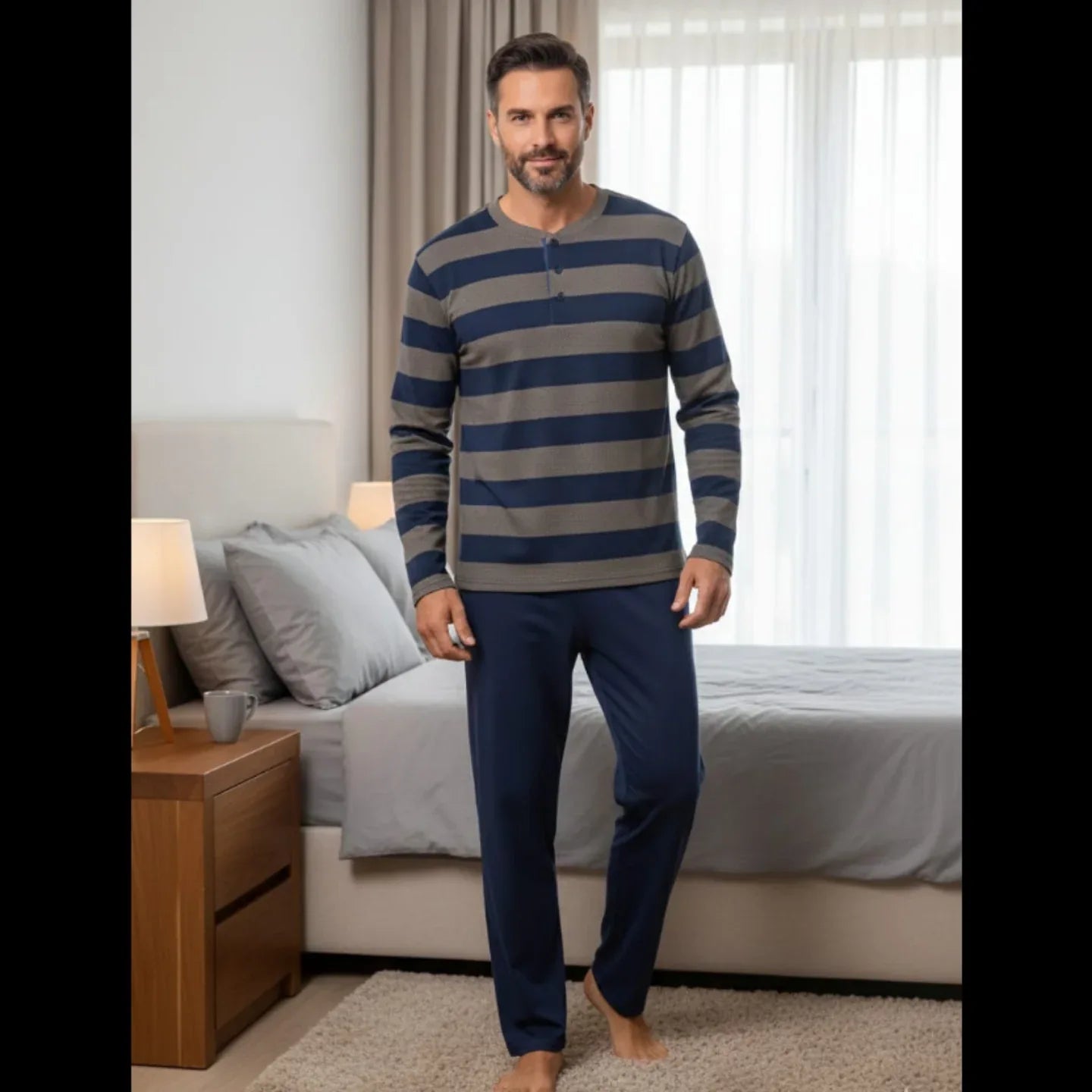 Pigiama Uomo Autunno/Inverno Karel KF3121PLU in Caldo Cotone Interlock - The King Luxury