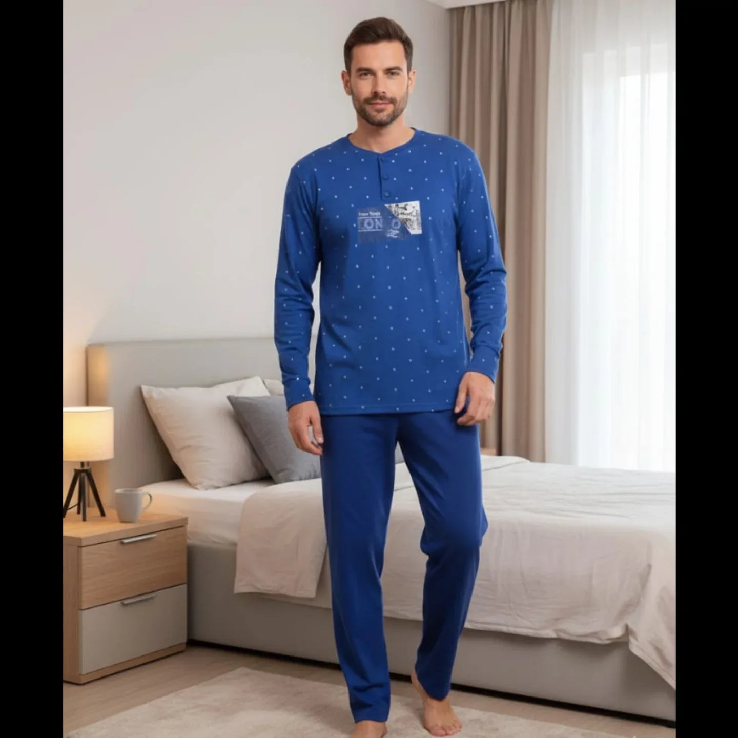 Pigiama Uomo Autunno/Inverno Karel KF3137PLU in Cotone Interlock - The King Luxury