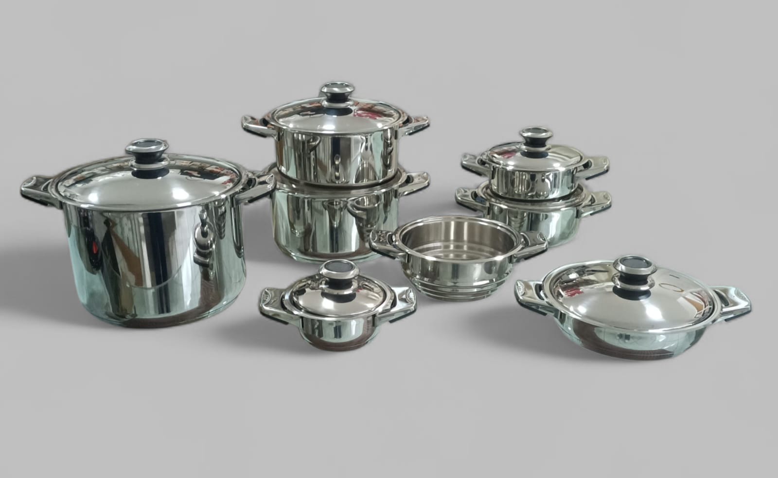 Bavaria Ottingher Set Batteria 18 Pezzi Maxi – Acciaio Inox con Fondo Termodiffusore Professionale