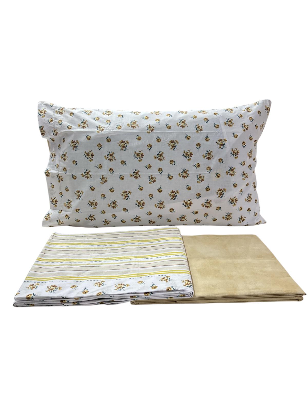 Completo Lenzuola Casa Giulia Flower Matrimoniale Percalle di Cotone