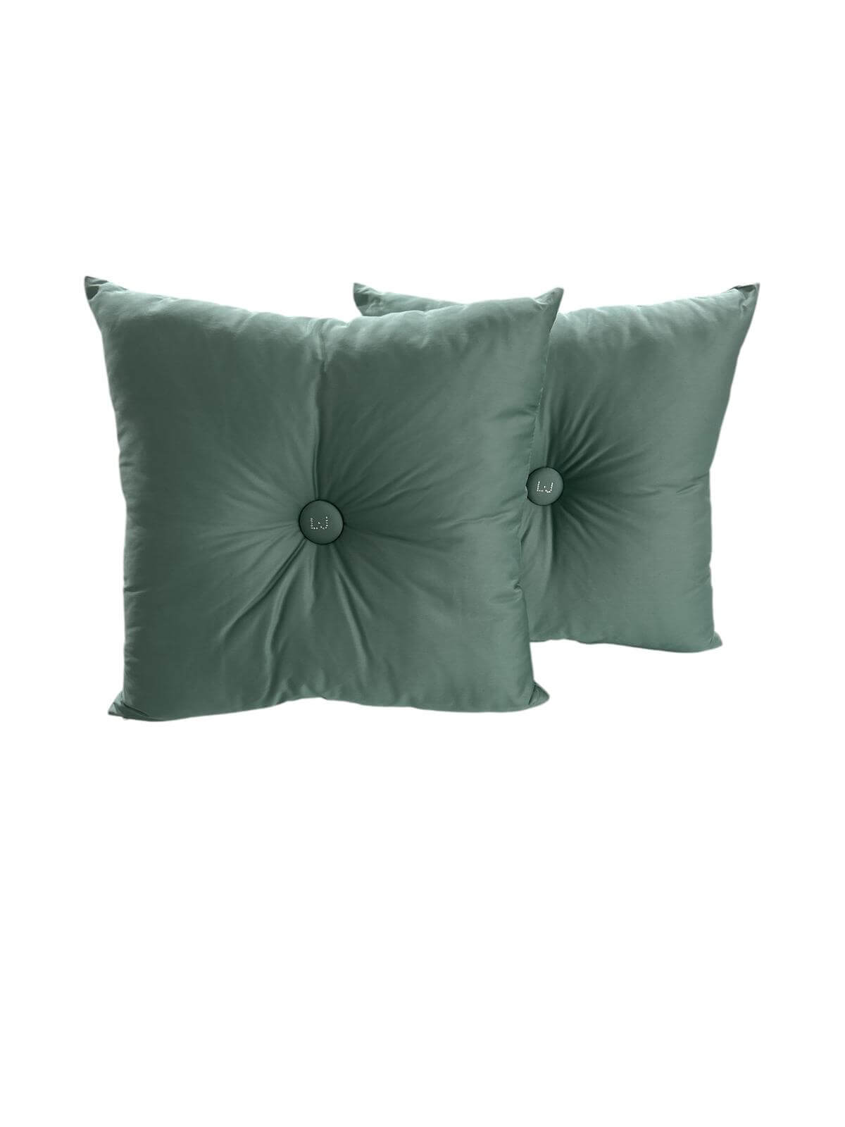 Cuscino arredo Liu Jo 40x40 cm in raso di cotone con bottone centrale decorativo, elegante e Made in Italy.