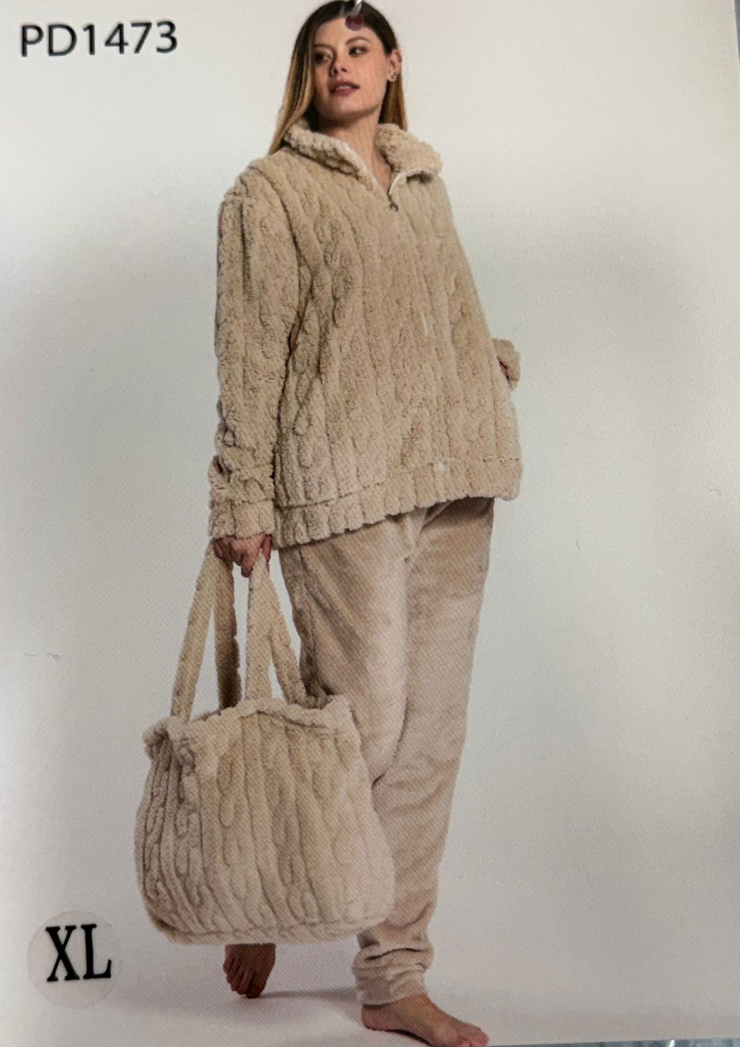 Pigiama Donna Papalina PD1476 Sherpa con Borsa – Made in Italy