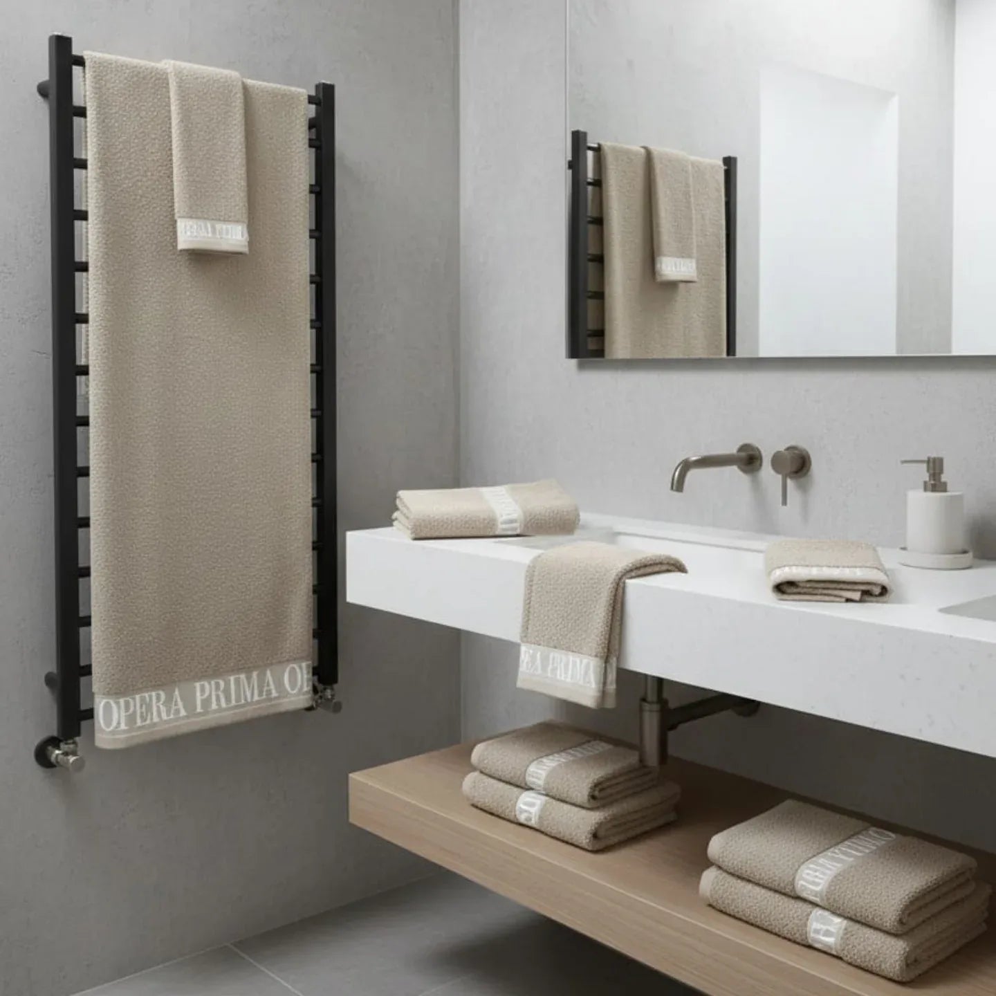 Set 5 Asciugamani Opera Prima Polo Logo in Spugna di Cotone - The King Luxury