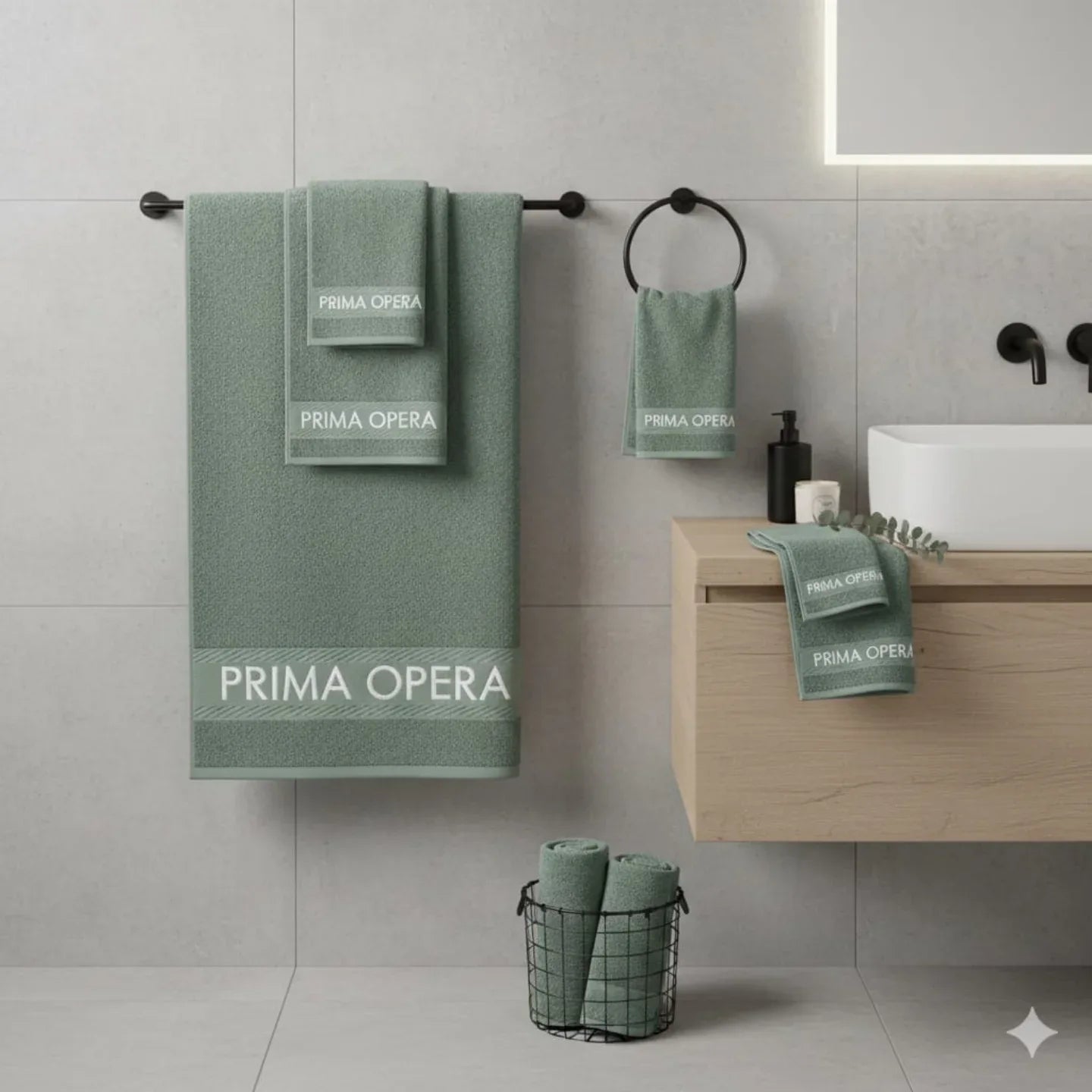 Set 5 Asciugamani Opera Prima Polo Logo in Spugna di Cotone - The King Luxury