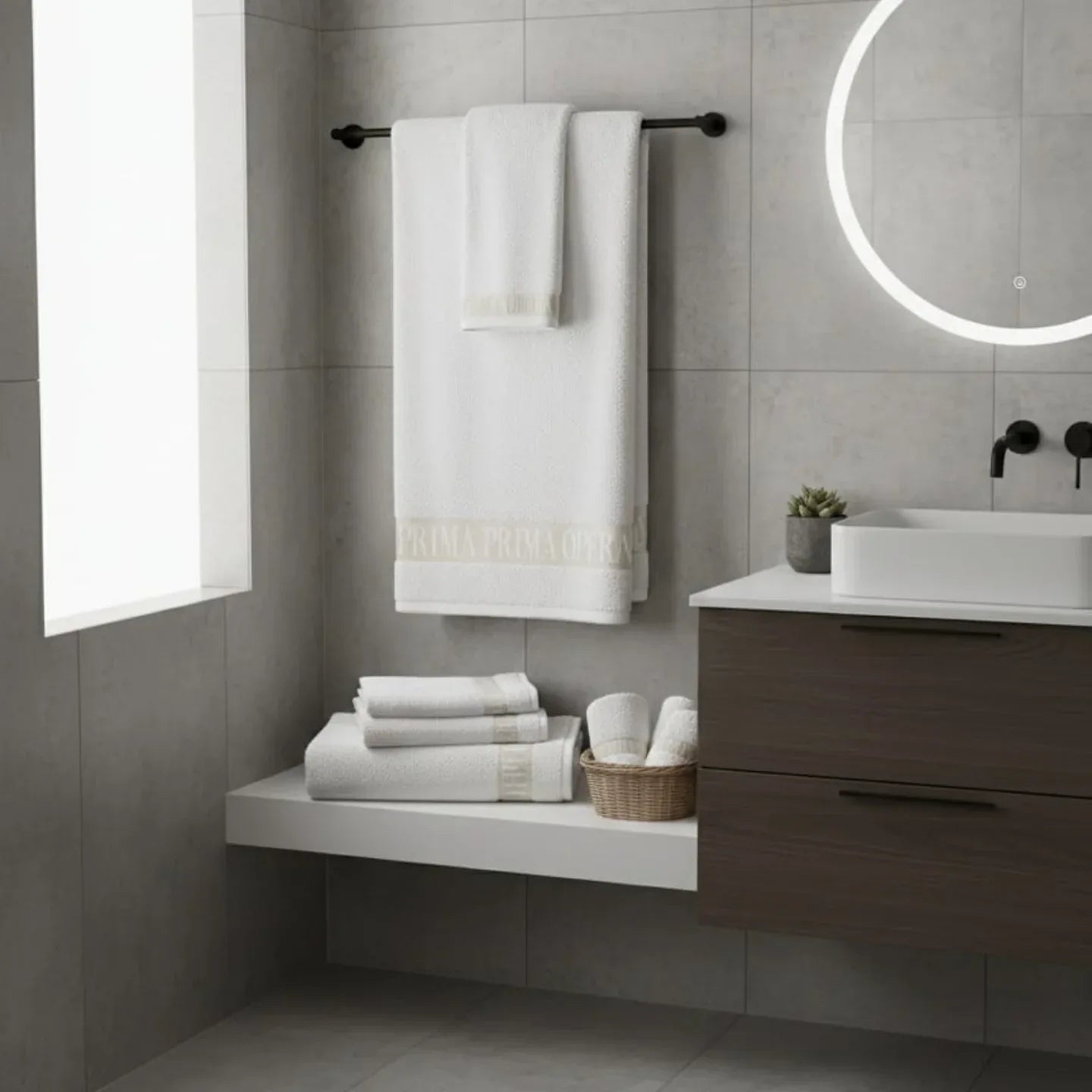 Set 5 Asciugamani Opera Prima Polo Logo in Spugna di Cotone - The King Luxury