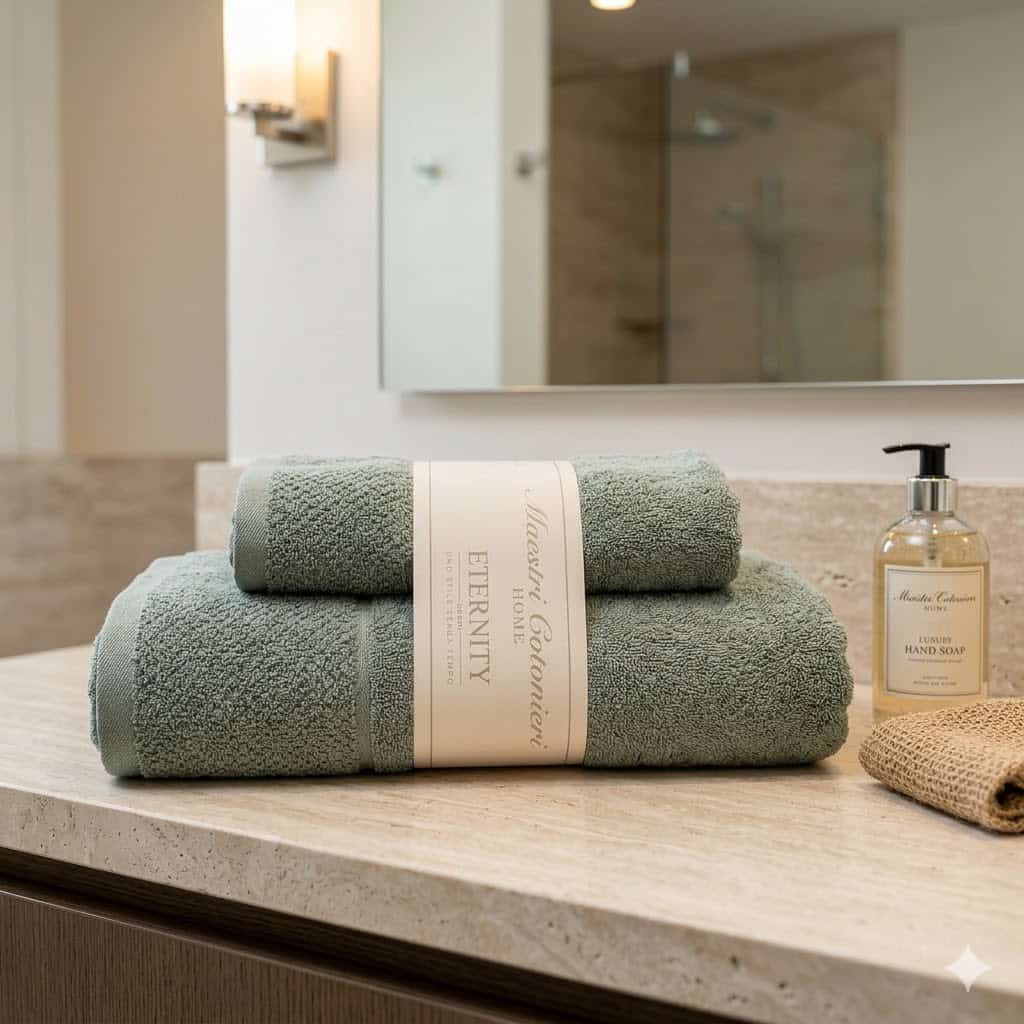 Set Asciugamani 1+1 Maestri Cotonieri Eternity Spugna di Cotone - The King Luxury