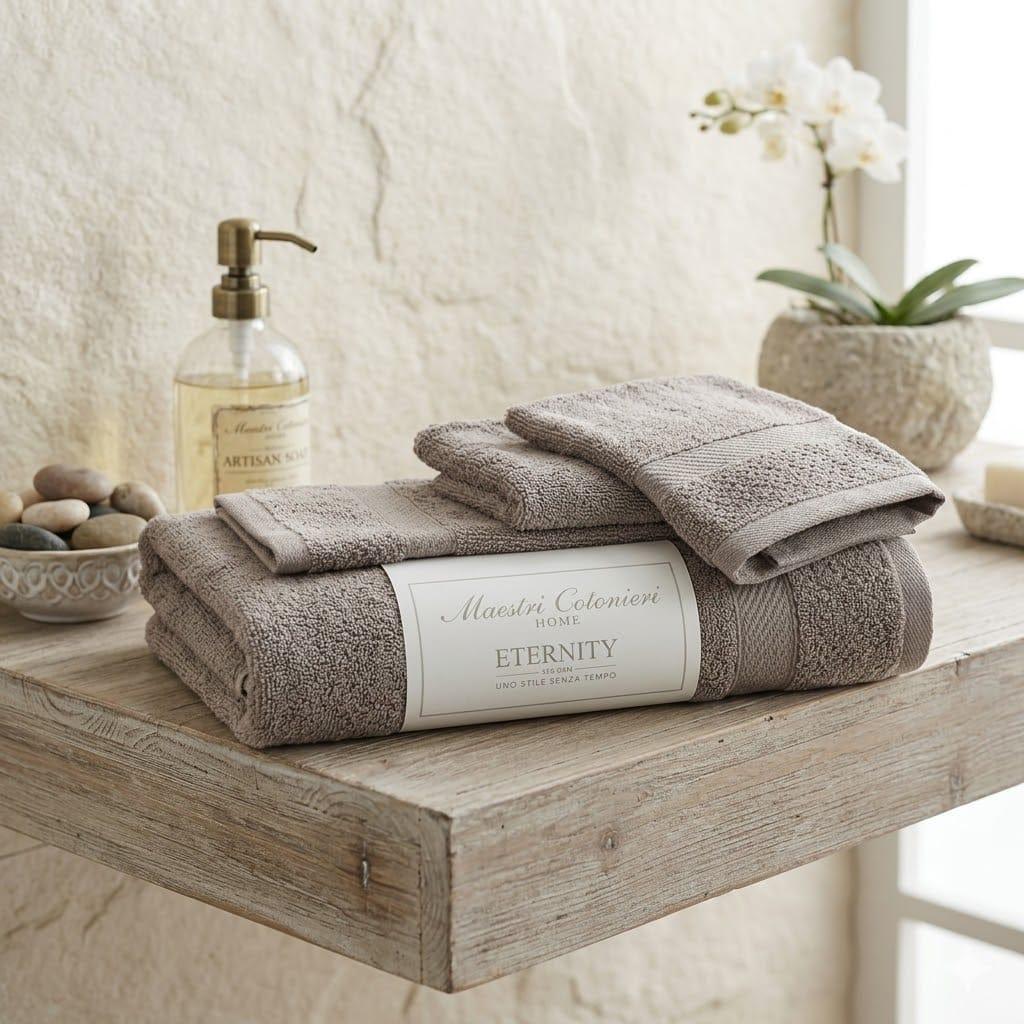 Set Asciugamani 1+1 Maestri Cotonieri Eternity Spugna di Cotone - The King Luxury