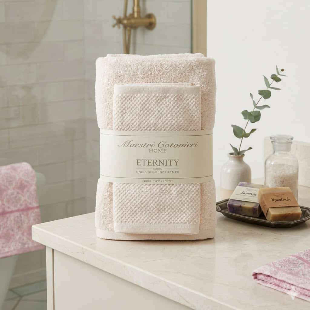 Set Asciugamani 1+1 Maestri Cotonieri Eternity Spugna di Cotone - The King Luxury