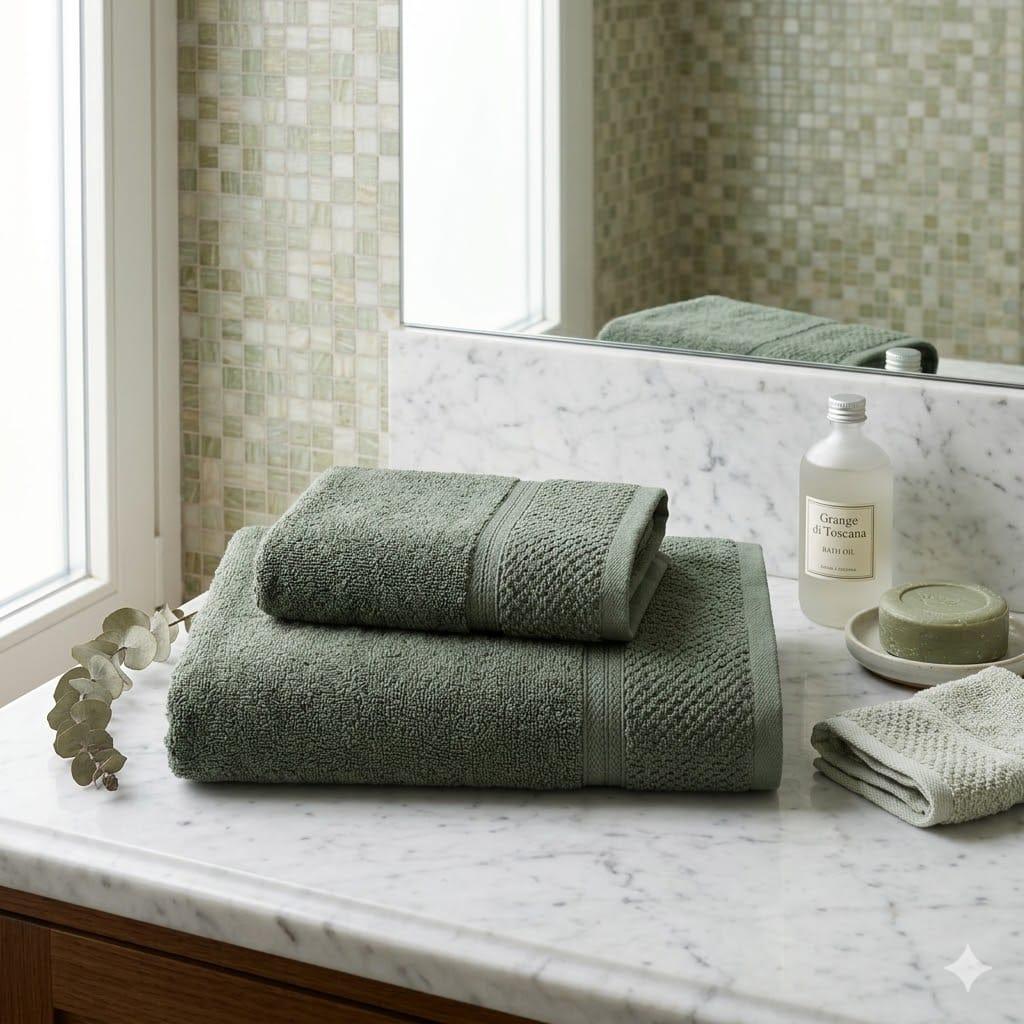 Set Asciugamani 1+1 Maestri Cotonieri Eternity Spugna di Cotone - The King Luxury