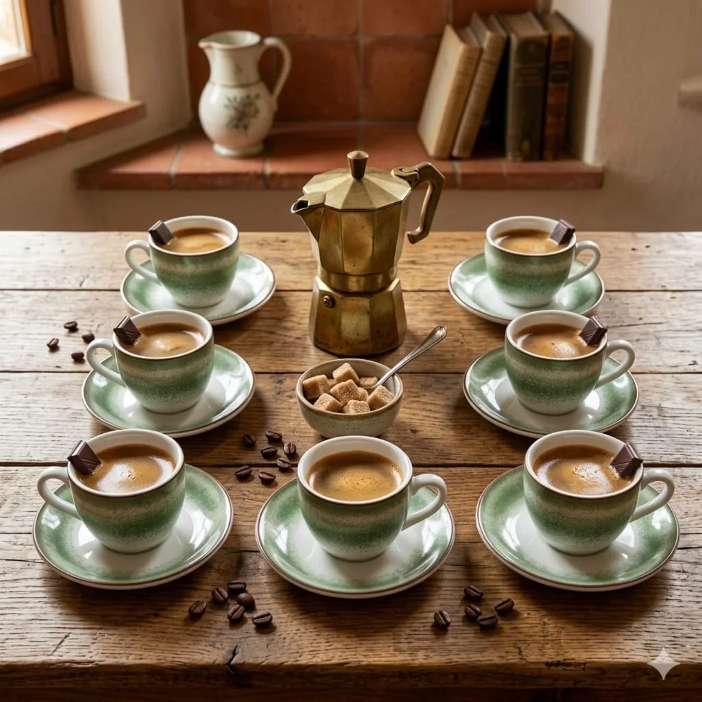 Set Caffè 6 pz Evviva 6184 – Rainbow con Piattino Verde - The King Luxury