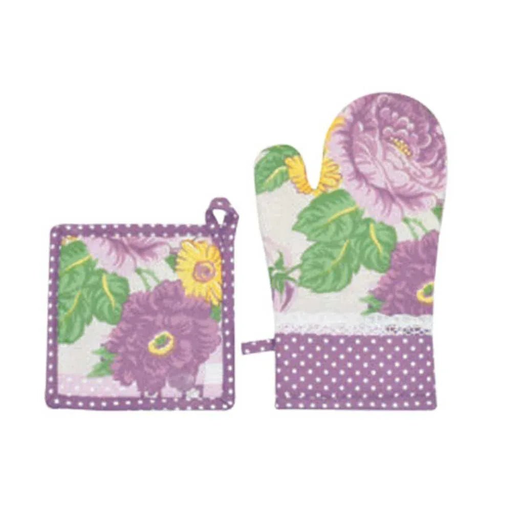 Set Guanto e Presina Peonia Preziosa in Cotone - The King Luxury