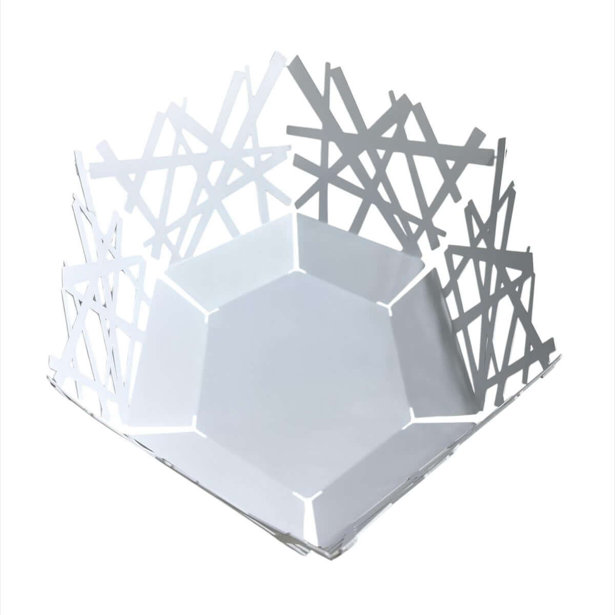 Cesto centrotavola Big Tokyo Ceart in acciaio dolce, design moderno taglio laser, 42x33x11 cm, artigianale Made in Italy, ideale come porta frutta decorativo.