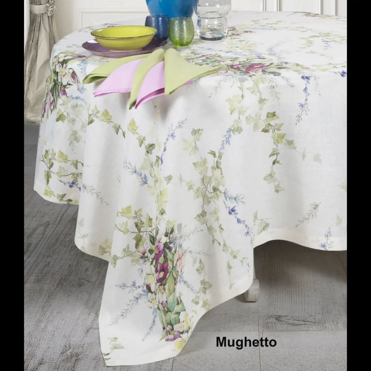 Tovaglia da Tavola Opera Prima Mughetto Villa D’Este in Lino - The King Luxury