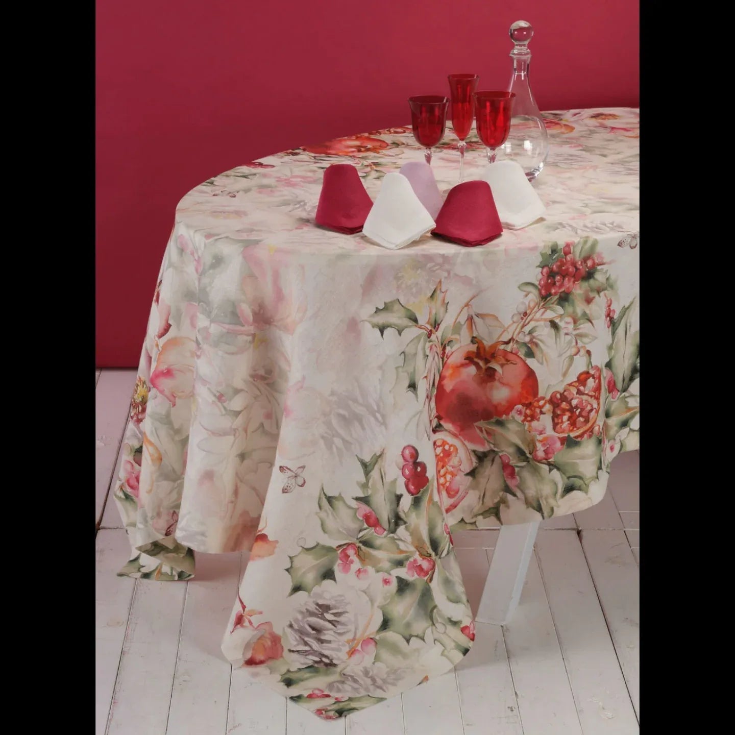 Tovaglia da Tavola X12 Opera Prima Melograno Villa D’Este 170x270 cm in Lino - The King Luxury