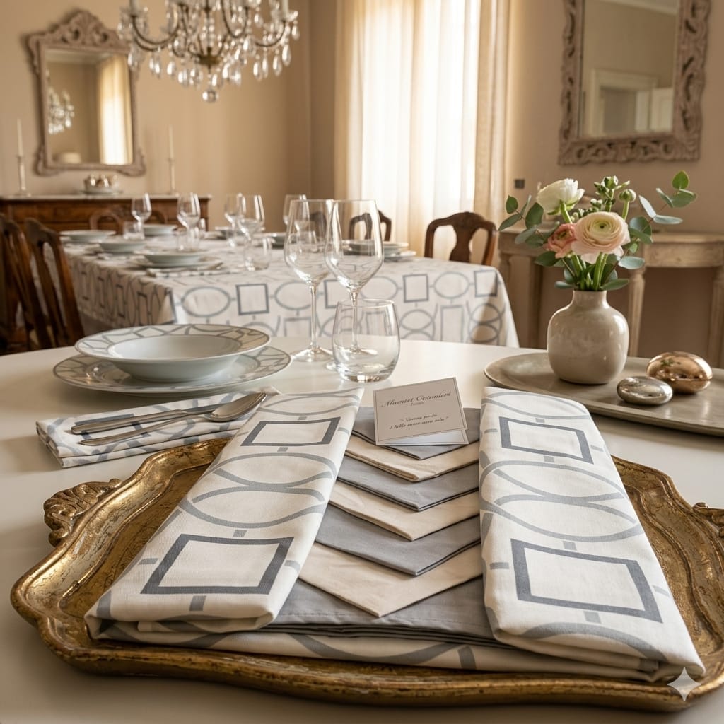 Tovaglia da Tavola X6 Maestri Cotonieri Zara con 6 Tovaglioli in Cotone - The King Luxury
