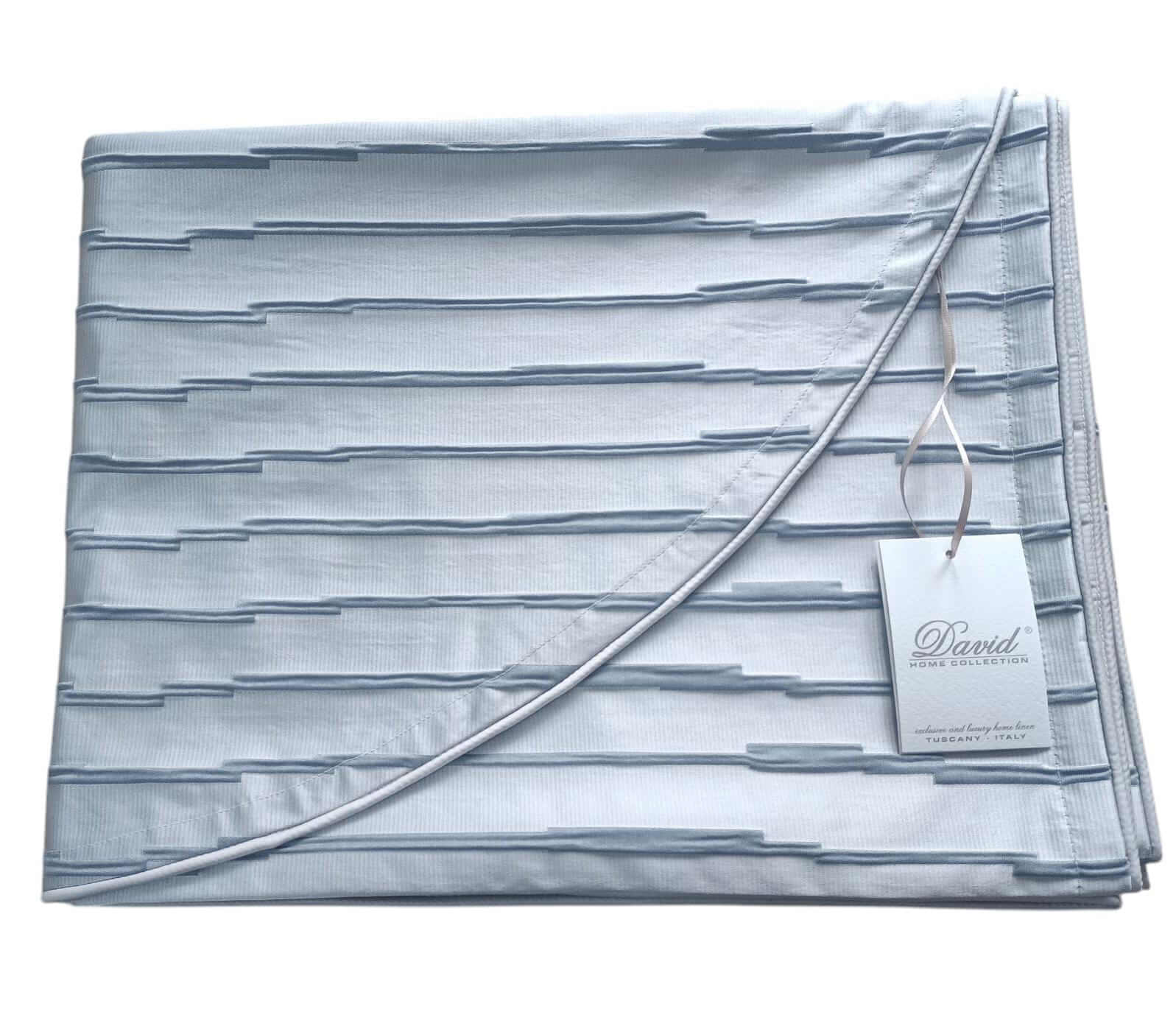 Copriletto matrimoniale David Cannetté 270x270 cm in tessuto jacquard, variante Avio, design elegante Made in Italy