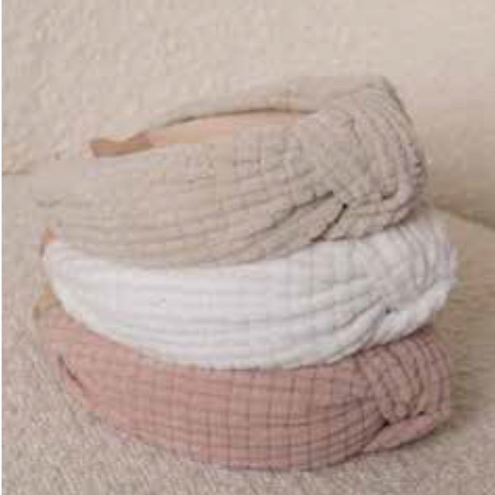 Cerchietto per capelli Frontino Admas 69054S, colore tortora, elegante accessorio in cotone e PVC per look raffinati