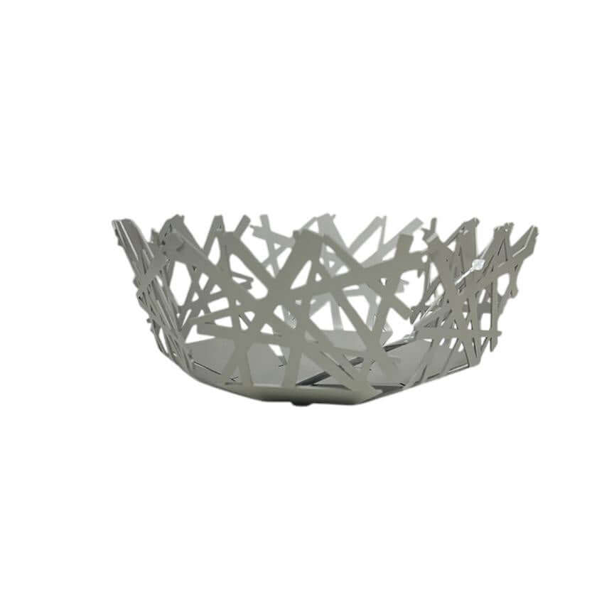 Cesto centrotavola Tokyo Ceart in metallo taglio laser, stile moderno, diametro 21 cm, design artigianale Made in Italy, perfetto anche come porta frutta.