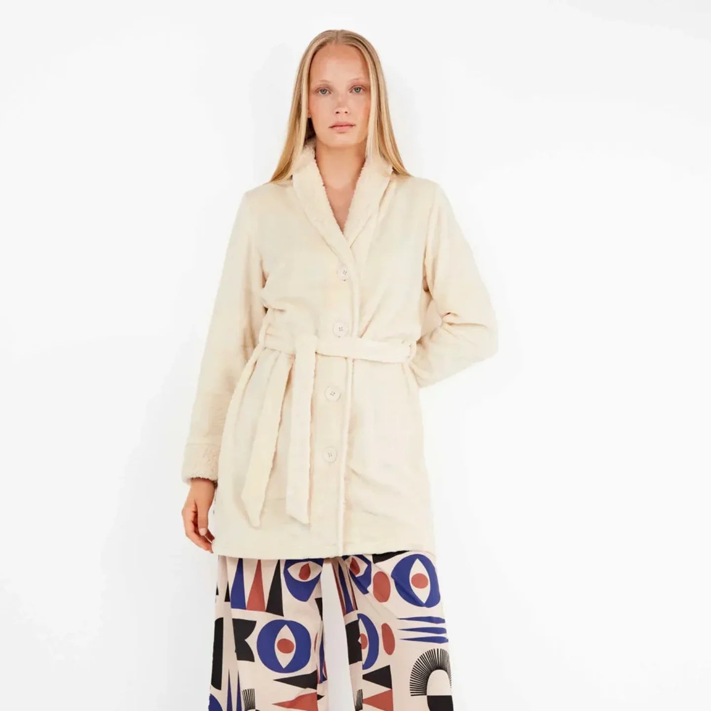 Vestaglia Donna Gisela 2/20315U – Tessuto Felpato con Bottoni e Cintura - The King Luxury