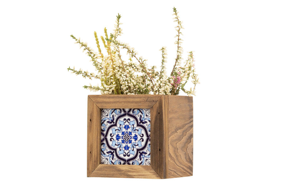 Porta piantine Harmony con maiolica Legno e ceramica