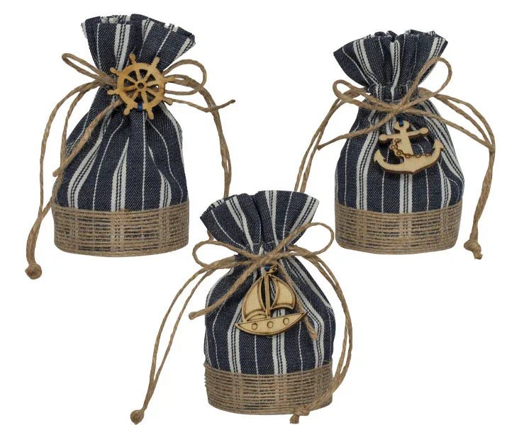 10 Pezzi Sacchetto Matrimonio Harmony Con applicazioni in legno Cotone - The King Luxury