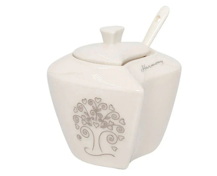 2 Pezzi Matrimonio Harmony Zuccheriera cuore albero Porcellana - The King Luxury