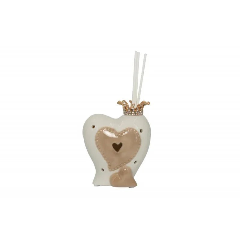 2 Pezzi Profumatore Harmony Cuore Porcellana Matrimonio - The King Luxury