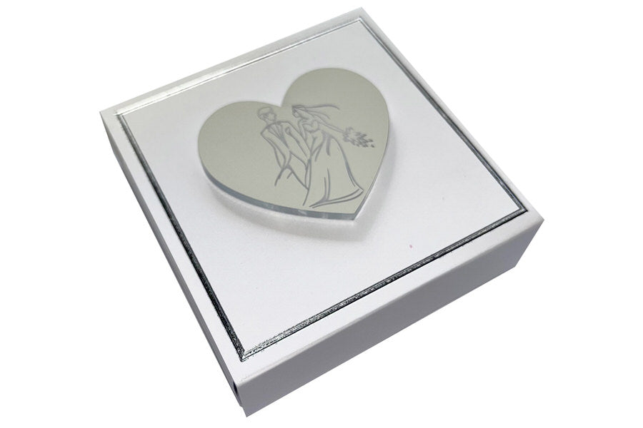 Scatolina Matrimonio Harmony bianca magneti cuore