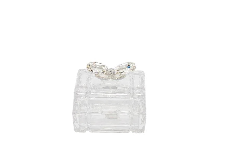 3 Pezzi Scatolina Matrimonio Harmony con farfalla cristallo Vetro - The King Luxury