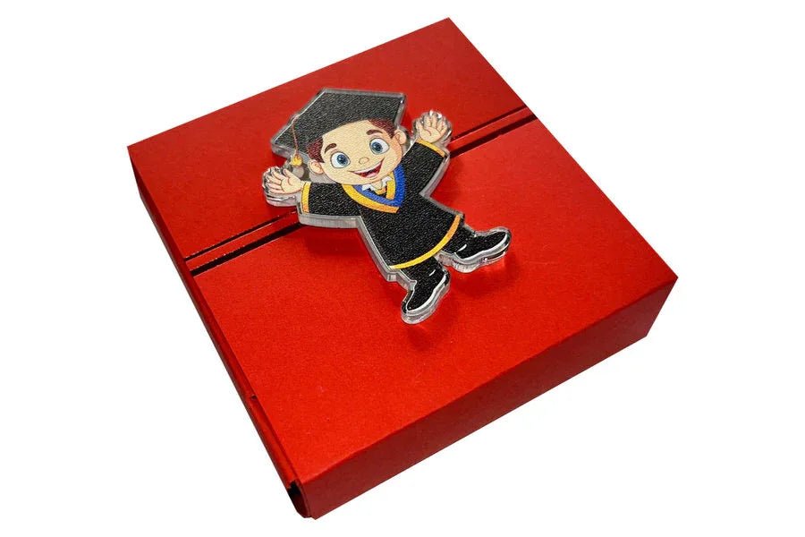 5 Pezzi Scatolina Laurea Harmony con Magnete Boy Silver – Porta Confetti 8x8 cm - The King Luxury