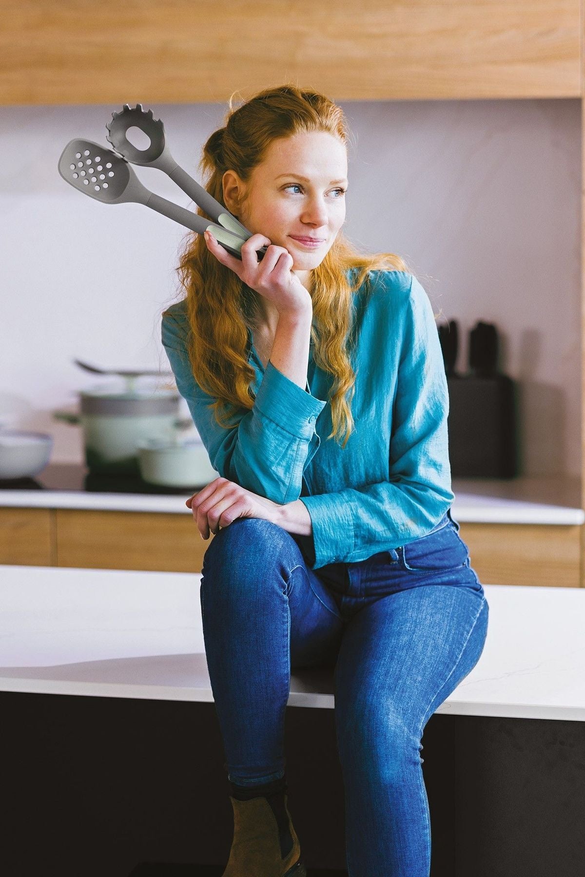 Cucchiaio spaghetti Berghoff Balance linea Leo, in plastica riciclata, anti-graffio, impugnatura soft-touch e gancio per appenderlo.