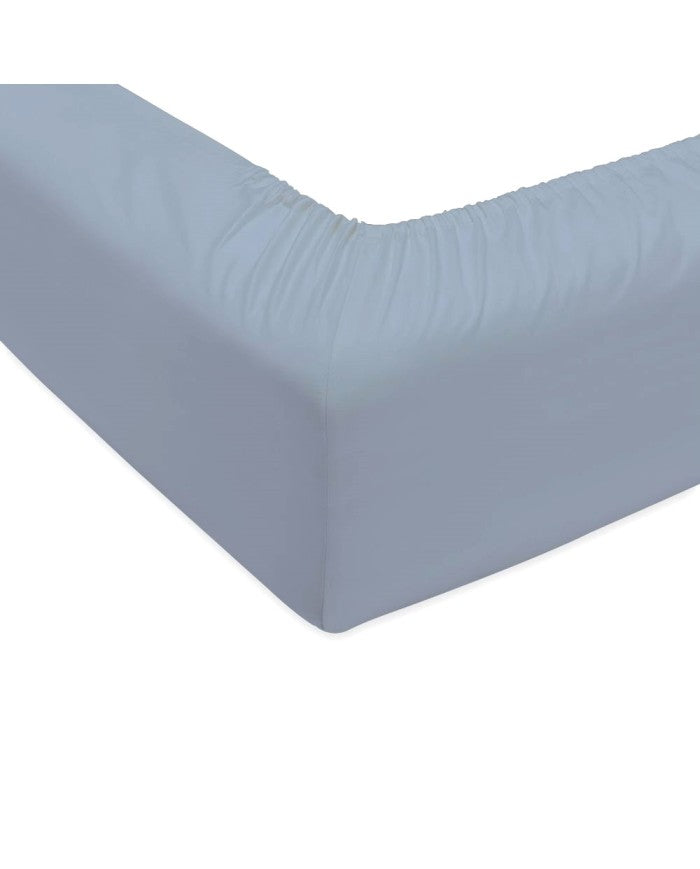 Lenzuolo sotto Maestri Cotonieri tinta unita, cotone mercerizzato 180x200 cm con angoli 27 cm, tessitura 60 fili/cm², elegante e Made in Italy.