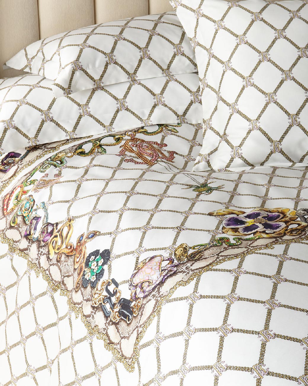 Completo Lenzuola Roberto Cavalli New Spider Matrimoniale Raso di Cotone