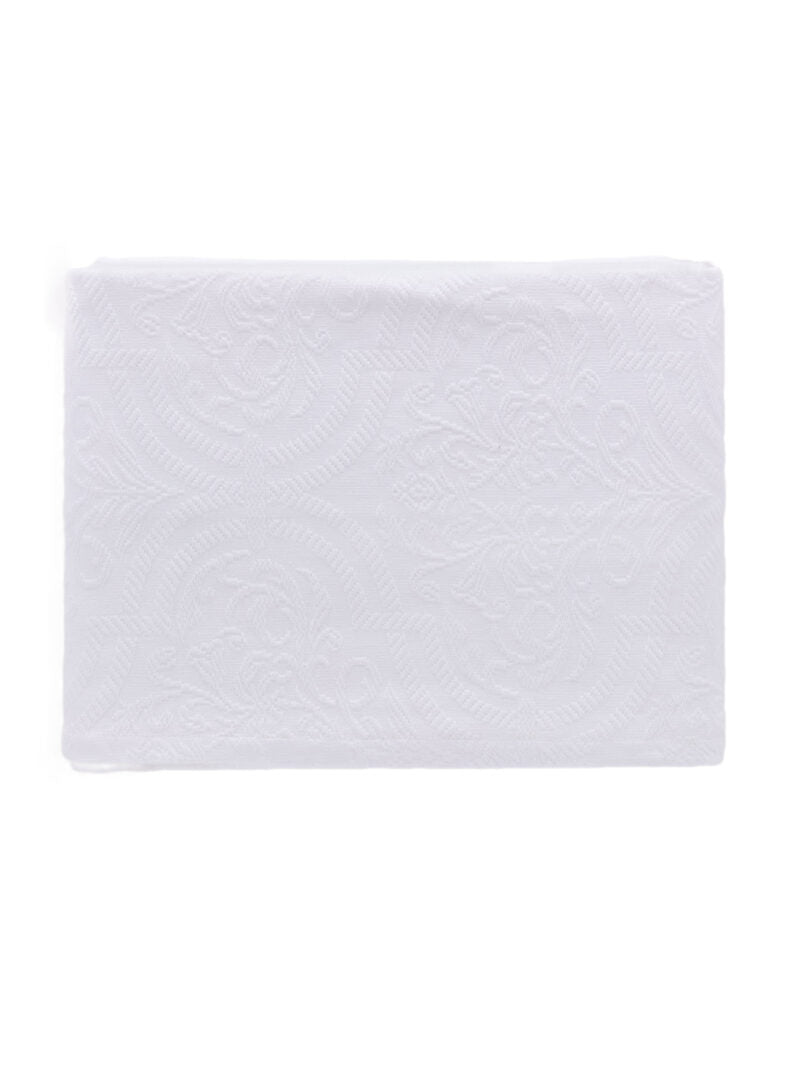 Copriletto matrimoniale Riviera Delfi in puro cotone jacquard, misura 260x270 cm, tessuto elegante e lavorazione Made in Italy.