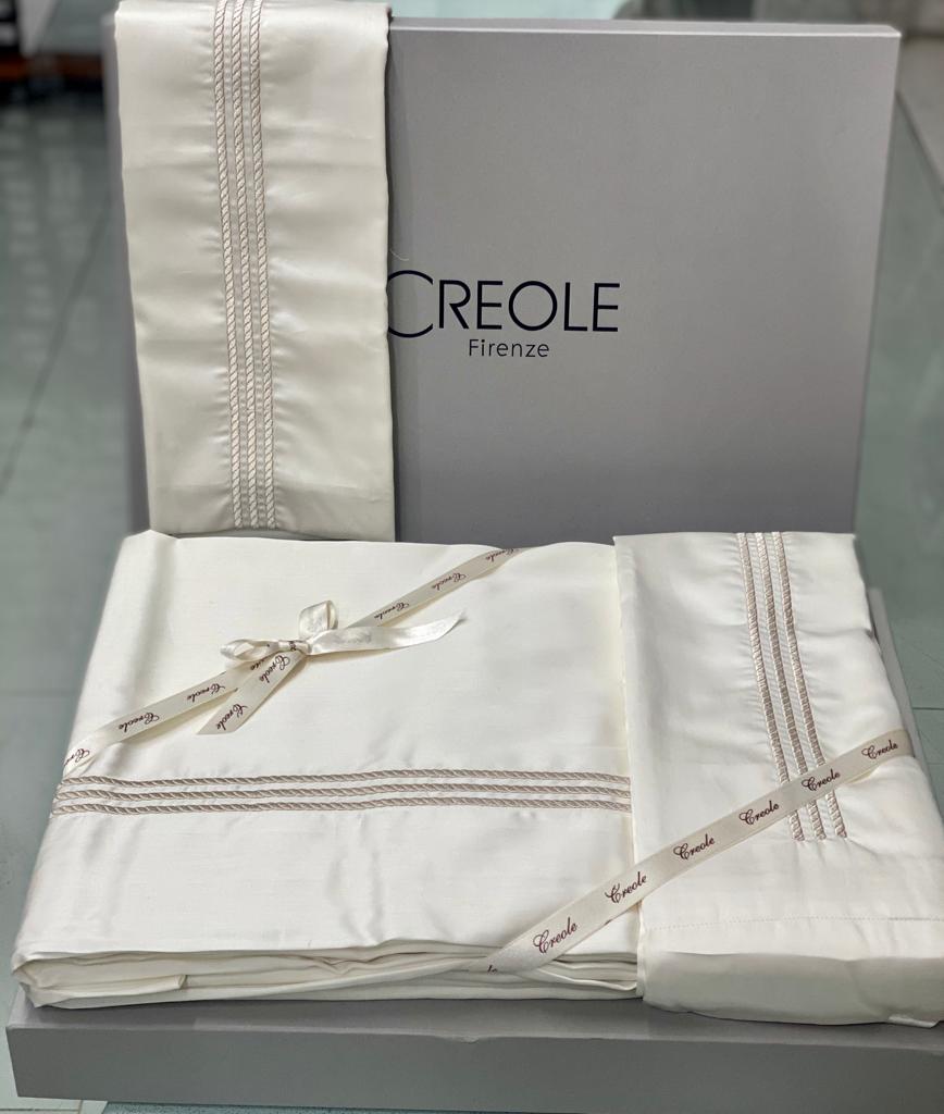 Completo Lenzuola Creole Firenze Thea Matrimoniale Percalle di Cotone