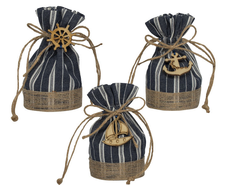 Sacchetto Matrimonio Harmony Con applicazioni in legno Cotone