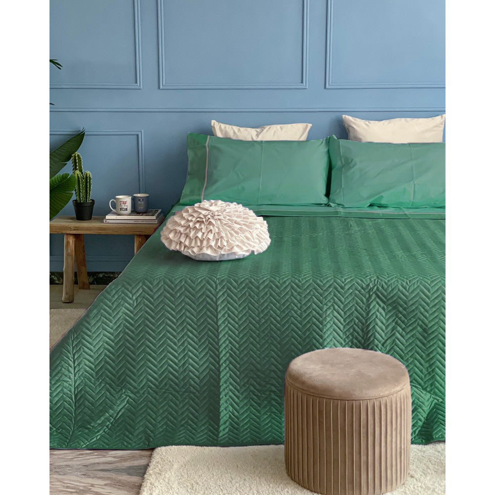 Copriletto trapuntato Maestri Cotonieri Major per letto 1 piazza e mezza, misura 220x270 cm, cotone 100% con imbottitura leggera 100 gr, Made in Italy.