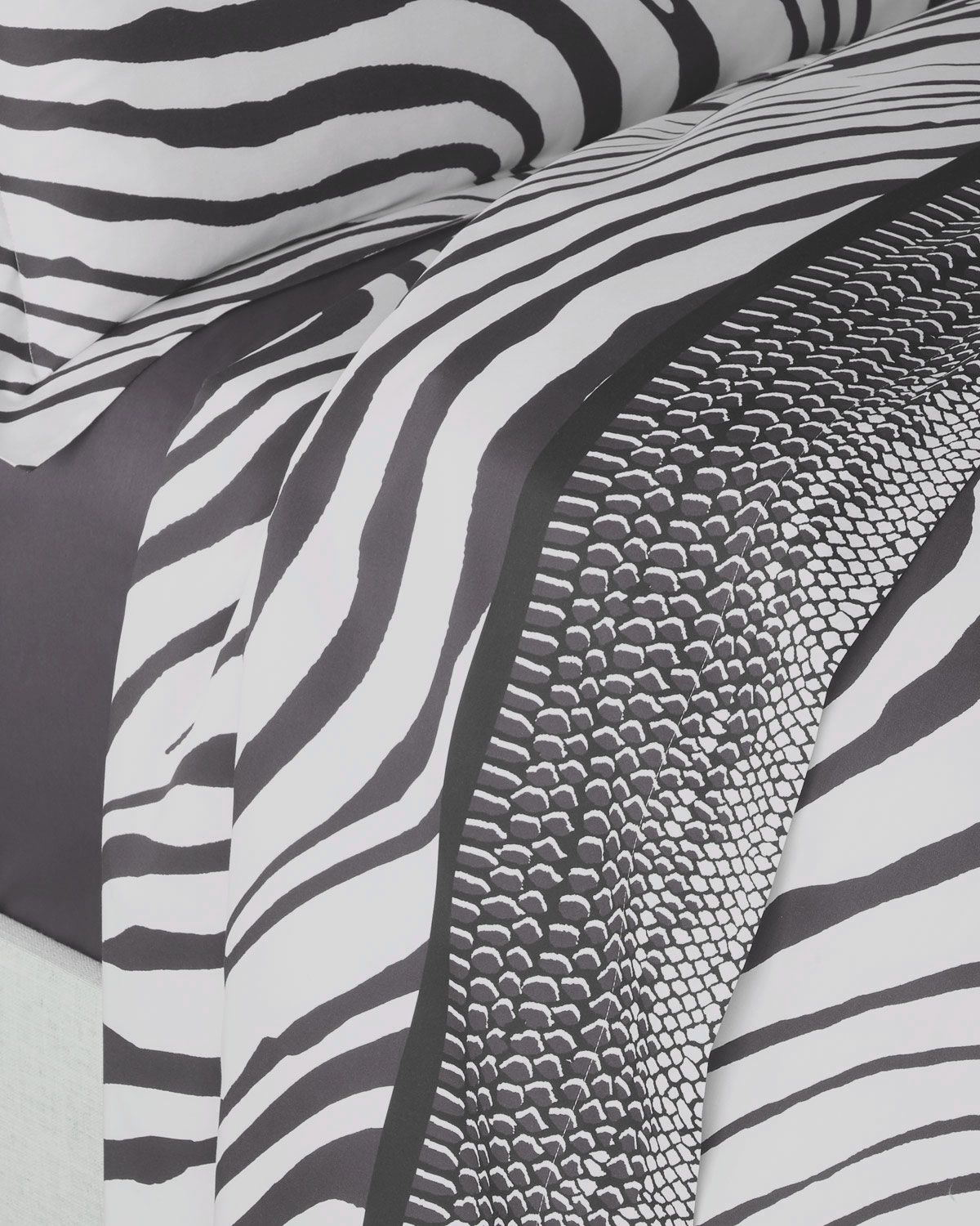 Completo Lenzuola Roberto Cavalli Frame Zebrage Matrimoniale Raso di Cotone
