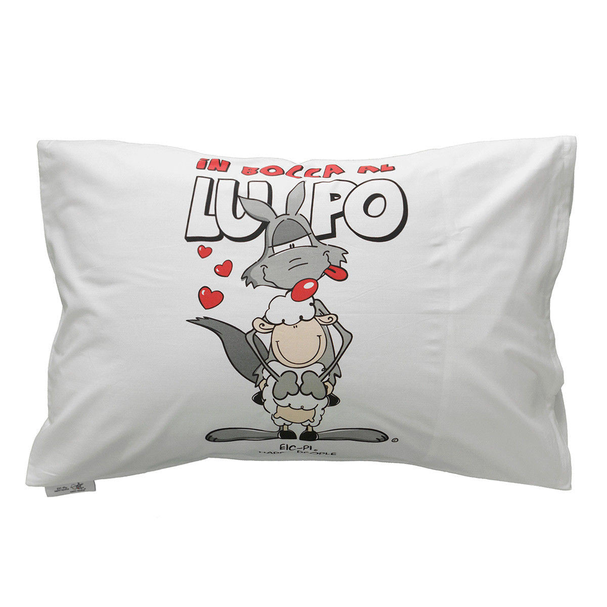 Fantafedera Happy People In bocca al lupo con stampa pecorella e lupo, 100% cotone, 50x80 cm, confezione busta cartonata
